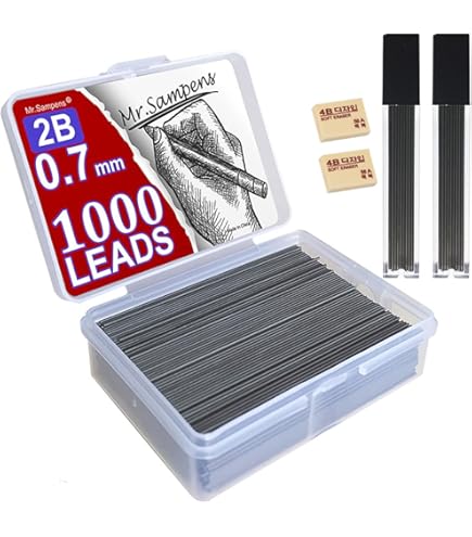 Amazon.co.jp: シャープペン 芯 0.5 2b大容量 1000本 シャープペンシル